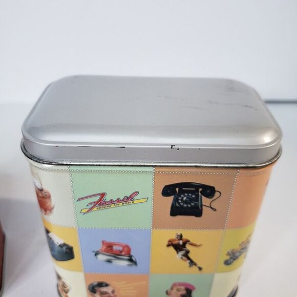 2 Fossil Watch Collectible Tin Box ONLY NO Watch Small 4" - Picture 8 of 8